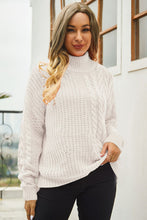 Load image into Gallery viewer, Cable-Knit Turtle Neck Long Sleeve Sweater
