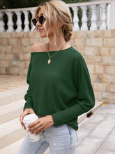 Load image into Gallery viewer, Waffle-Knit Boat Neck Long Sleeve Top
