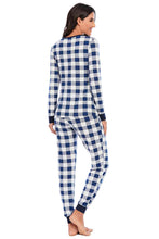 Load image into Gallery viewer, Plaid Round Neck Top and Pants Set
