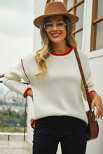 Load image into Gallery viewer, Round Neck Long Sleeve Waffle-Knit Sweater
