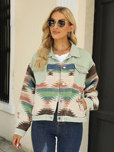 Load image into Gallery viewer, Printed Dropped Shoulder Long Sleeve Denim Jacket
