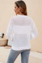 Load image into Gallery viewer, Round Neck Openwork Dropped Shoulder Knit Top
