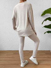 Load image into Gallery viewer, Ribbed Top and Pants Lounge Set
