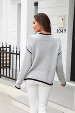 Load image into Gallery viewer, Round Neck Long Sleeve Waffle-Knit Sweater
