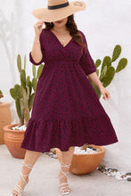 Load image into Gallery viewer, Curvy Size Printed Surplice Ruffle Hem Dress
