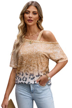 Load image into Gallery viewer, Leopard Asymmetrical Neck Cold-Shoulder Blouse
