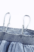 Load image into Gallery viewer, Denim Smocked Adjustable Strap Denim Cami
